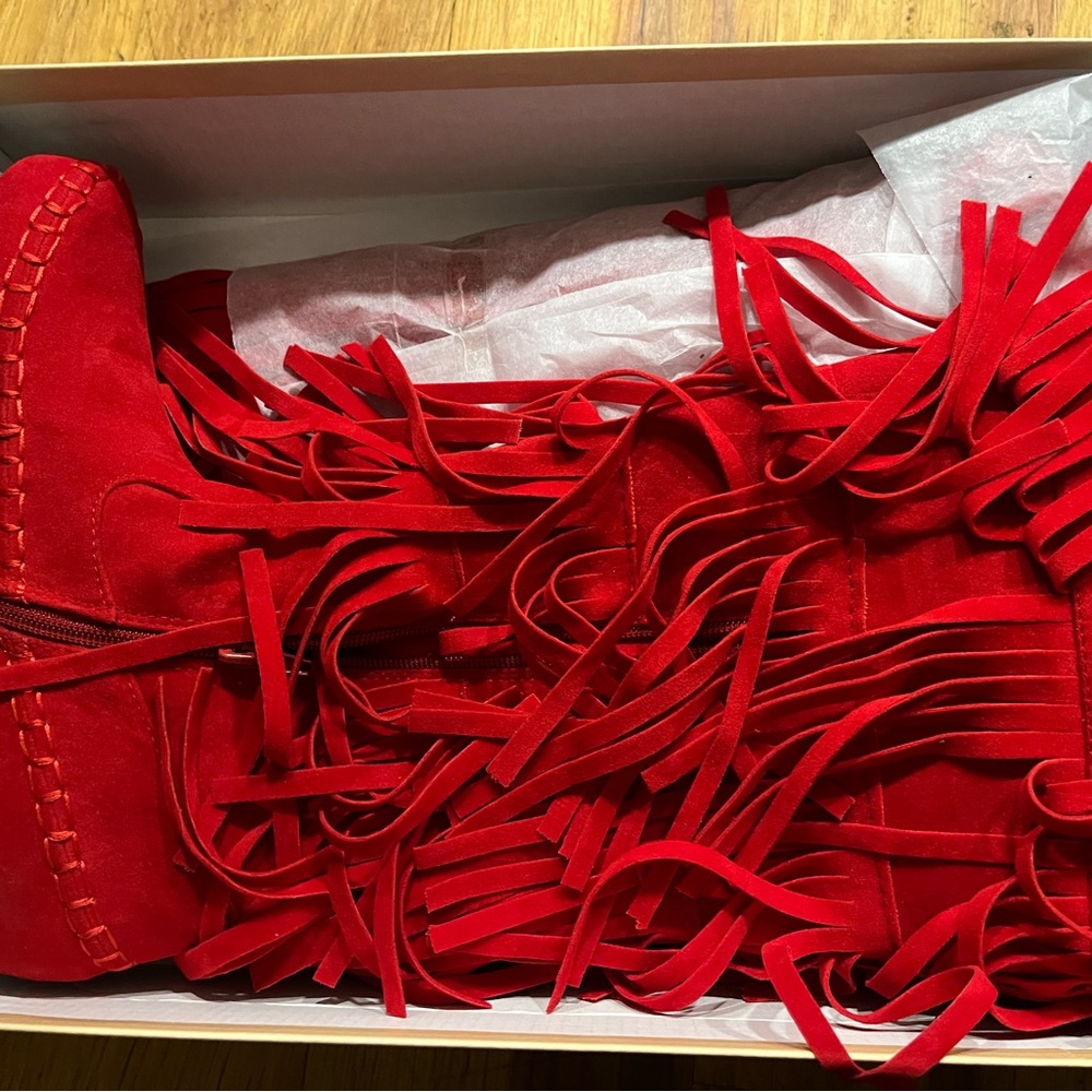 Red Fringe Boots